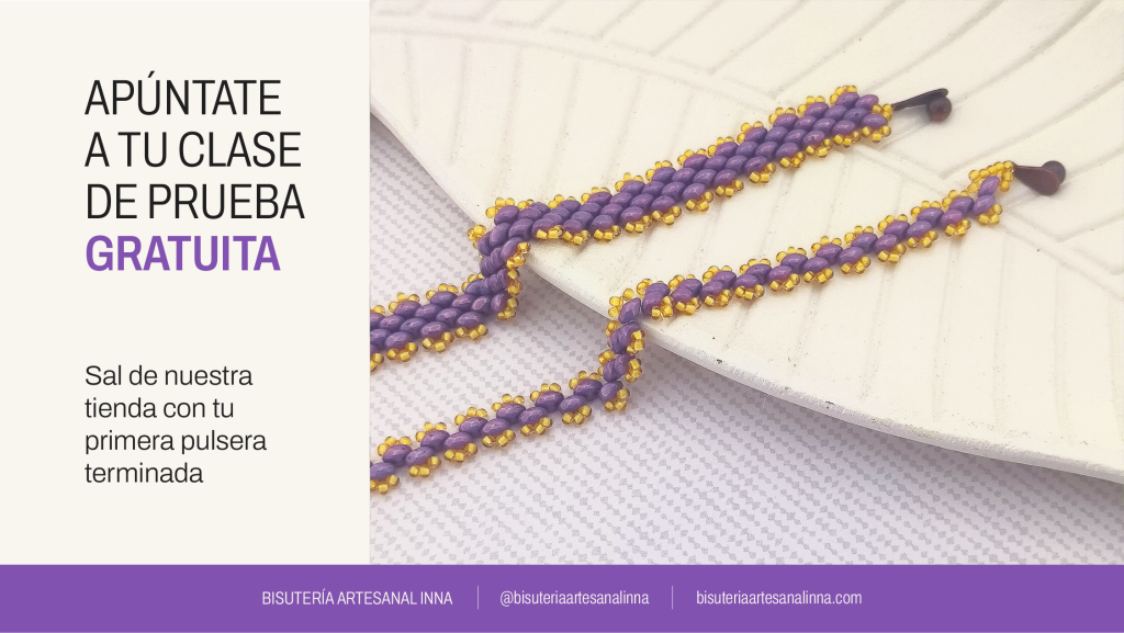 Publicación que promociona la clase de prueba gratuita de la tienda-taller Bisutería Artesanal Inna